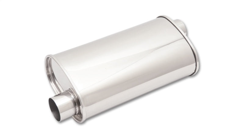 Vibrant StreetPower Oval Muff 5in x 9in x 15in long body 3in inlet I.D. x 3in outlet Offset-Offset Vibrant Muffler  AXOPROS