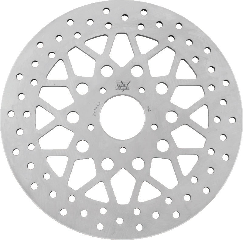 Twin Power 08-13 FLH FLT 06-17 Dyna Front 11.8 Solid Rotor Mesh Stainless TwinPower Brake Rotors - OE  AXOPROS