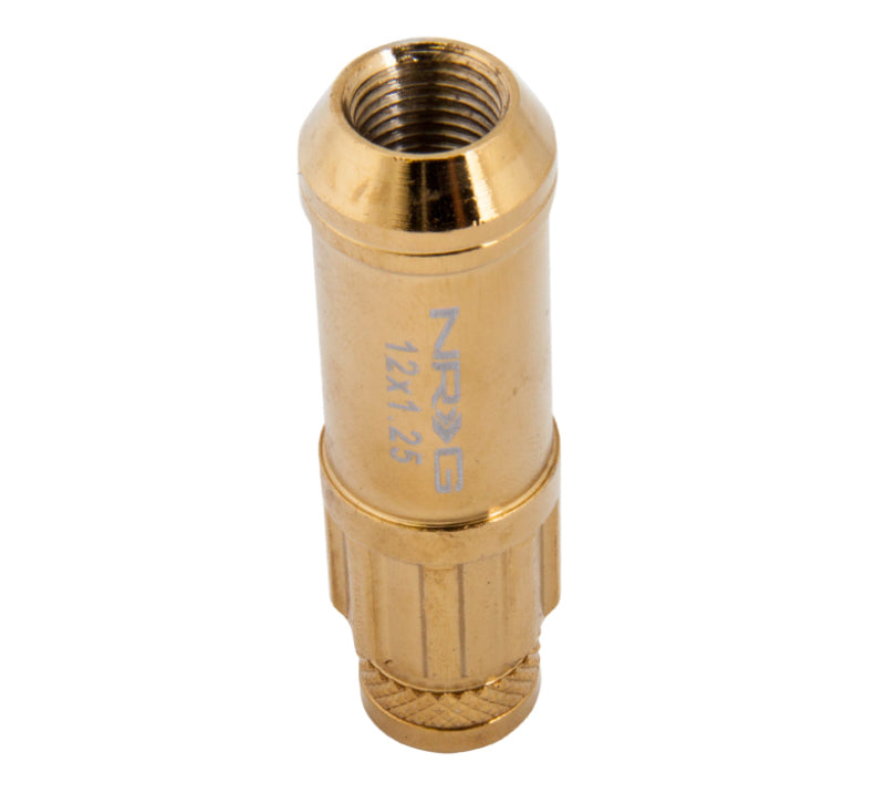 NRG 700 Series M12 X 1.25 Steel Lug Nut w/Dust Cap Cover Set 21 Pc w/Locks & Socket - Chrome Gold NRG Lug Nuts  AXOPROS