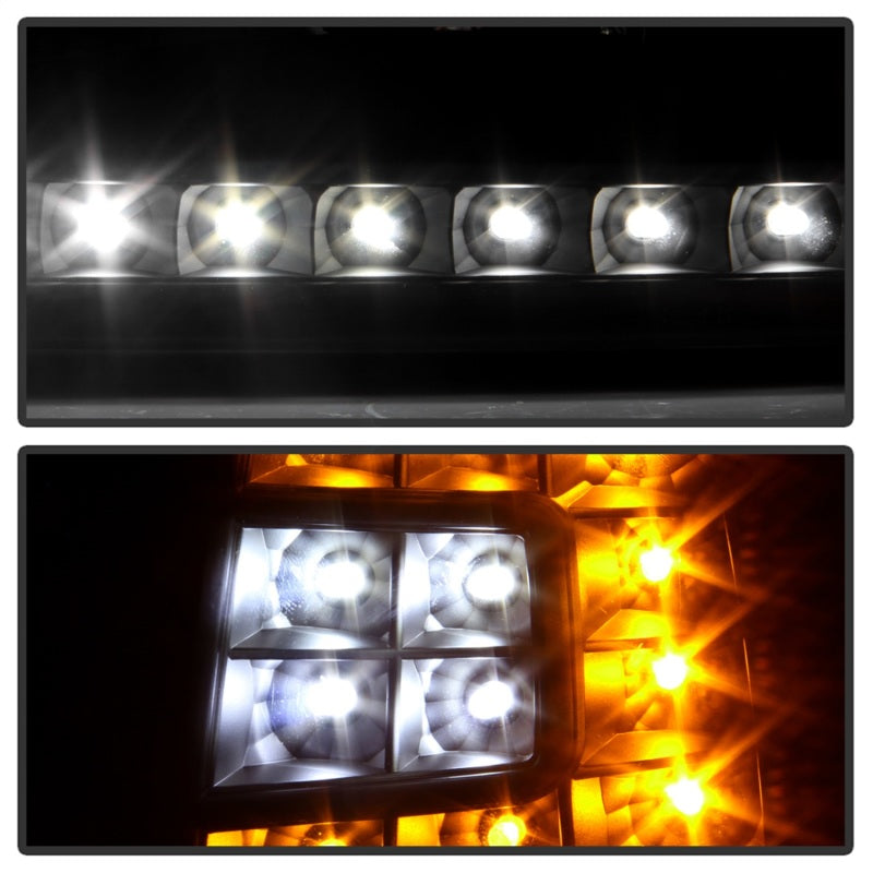 Xtune Ford F150 97-03 Crystal Headlights w/ Clear LED Corners Black HD-ON-FF15097-LED-SET-BK SPYDER Headlights  AXOPROS