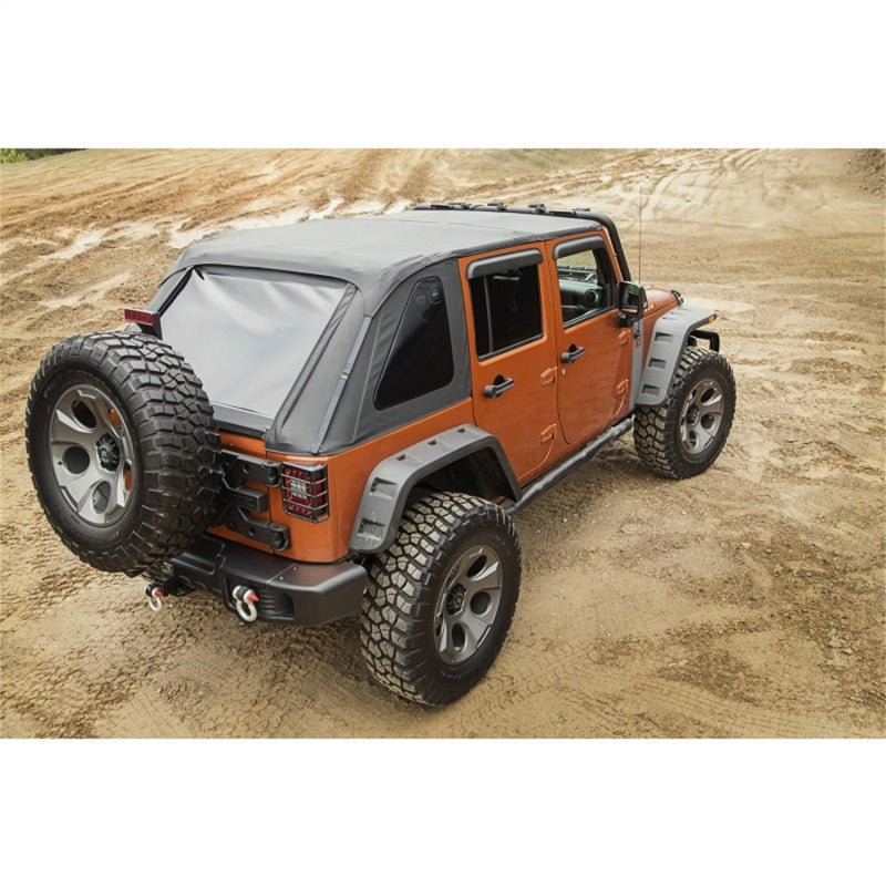 Rugged Ridge Bowless Soft Top Black Diamond 4-Door 07-18 Jeep Wrangler JK Rugged Ridge Soft Tops  AXOPROS
