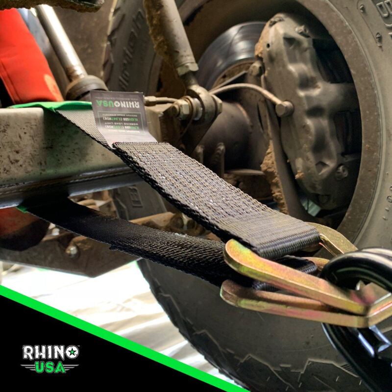 Rhino USA Axle Tie Down Straps (4-Pack) 2In X 38In - Black Rhino USA Cargo Tie-Downs  AXOPROS