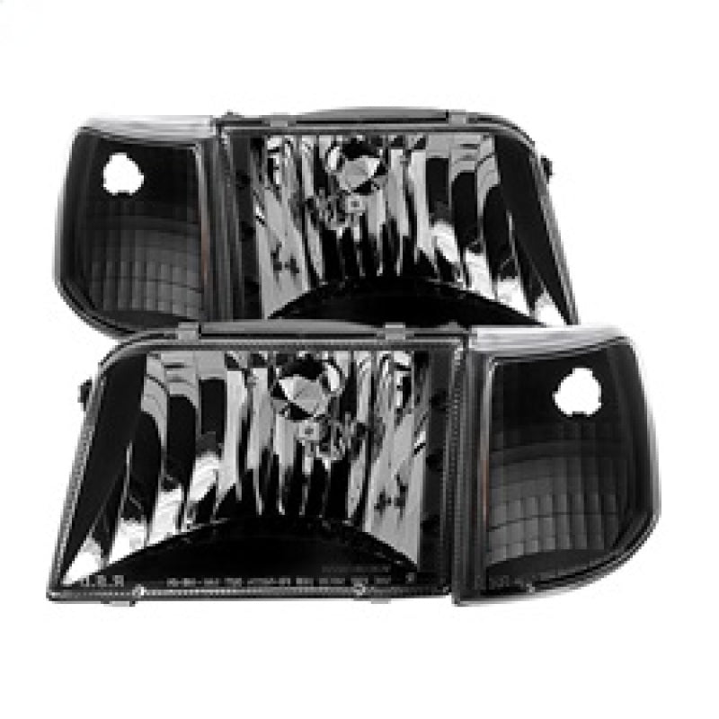 Xtune Ford Ranger 93-97 Crystal Headlights w/ Corner Lights 4pcs Sets Black HD-JH-FR93-SET-BK SPYDER Headlights  AXOPROS