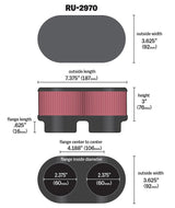 K&N Filter Universal  Filter 2 3/8 inch Dual Flange 107mm C-C 3 inch Height K&N Engineering Air Filters - Universal Fit  AXOPROS