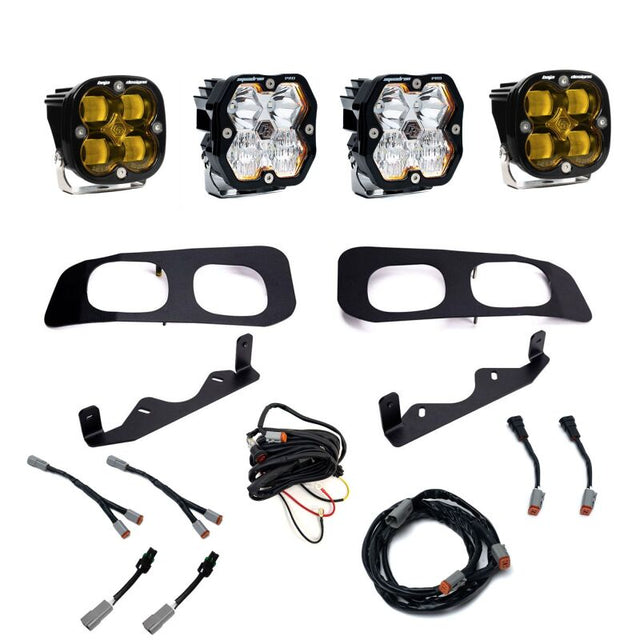 Baja Designs Baja Designs 23-25 Ford Super Duty Squadron Pro/SAE 2.0 Dual Fog Pocket Kit (SAE Fog) - Baja Amber Fog Lights aftermarket performance part