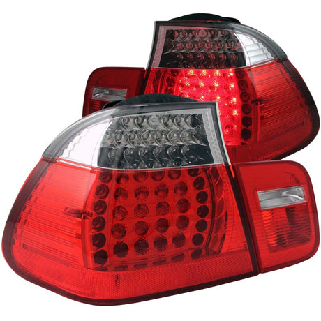 ANZO 2002-2005 BMW 3 Series E46 LED Taillights Red/Clear ANZO Tail Lights  AXOPROS