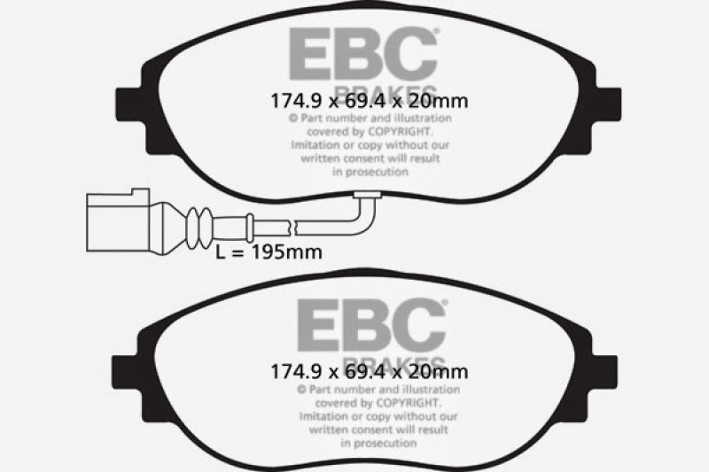 EBC 12+ Volkswagen CC 3.6 Ultimax2 Front Brake Pads EBC Brake Pads - OE  AXOPROS