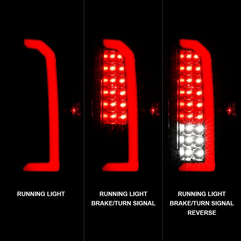 ANZO 15-21 Chevrolet Colorado Full LED Tail Lights w/ Red Lightbar Black Housing Clear Lens ANZO Tail Lights  AXOPROS