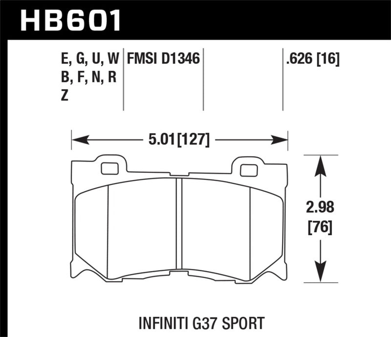 Hawk Infiniti G37 Sport Performance Ceramic Street Front Brake Pads Hawk Performance Brake Pads - Performance  AXOPROS