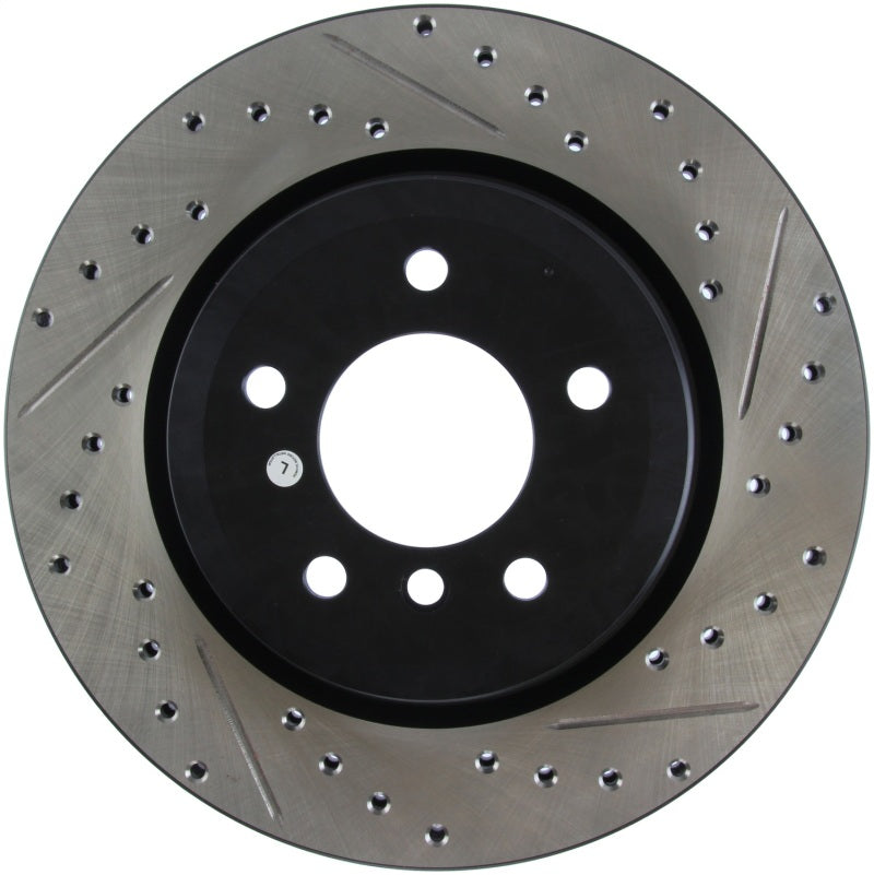 StopTech 06 BMW 330 / 07-09 BMW 335 Slotted & Drilled Left Rear Rotor Stoptech Brake Rotors - Slot & Drilled  AXOPROS