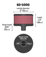 K&N Steel Base Crankcase Vent Filter 0.375in Vent OD x 2in OD x 1.5in Height K&N Engineering Air Filters - Universal Fit  AXOPROS