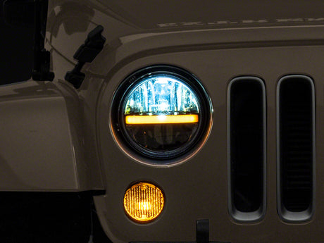 Raxiom Raxiom 97-18 Jeep Wrangler TJ & JK Axial 7-In LED Headlights w/ DRL - Black Housing (Clear Lens) Headlights aftermarket performance part