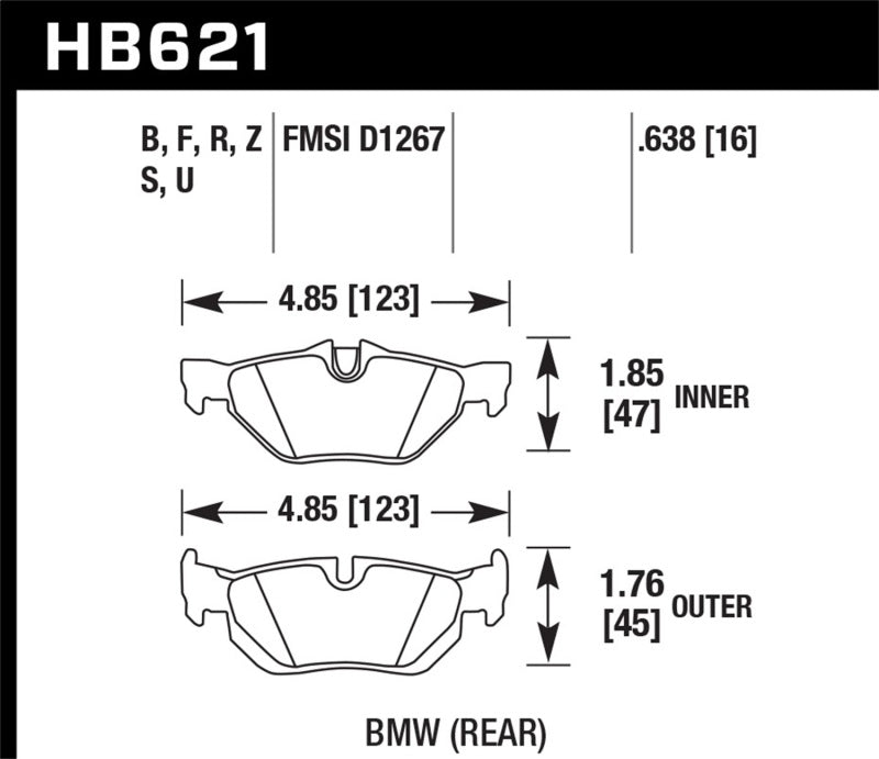 Hawk 2011-2011 BMW 125i HPS 5.0 Rear Brake Pads Hawk Performance Brake Pads - Performance  AXOPROS