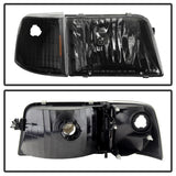 Xtune Ford Ranger 93-97 Crystal Headlights w/ Corner Lights 4pcs Sets Black HD-JH-FR93-SET-BK SPYDER Headlights  AXOPROS