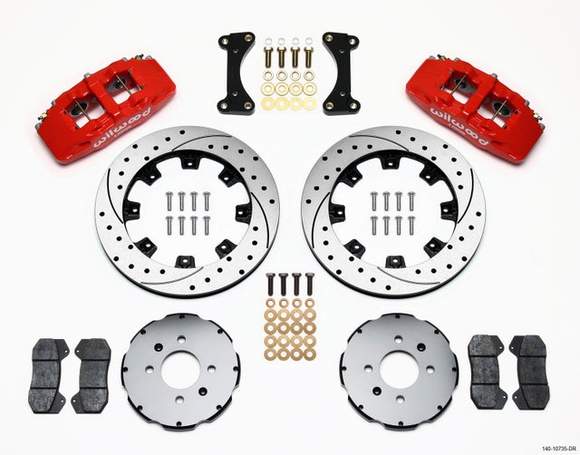 Wilwood Dynapro 6 Front Hat Kit 12.19in Drilled Red 94-01 Honda/Acura w/262mm Disc Wilwood Big Brake Kits  AXOPROS