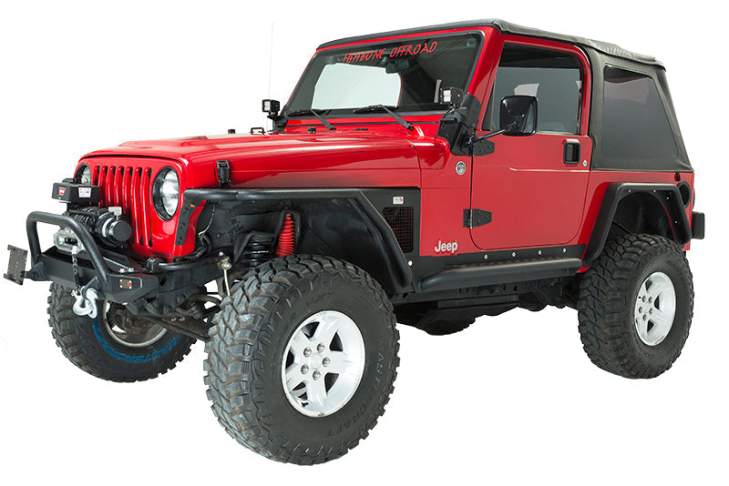 Fishbone Offroad 97-06 Jeep Wrangler TJ Steel Rock Slider - Black Textured Powdercoat Fishbone Offroad Steps  AXOPROS