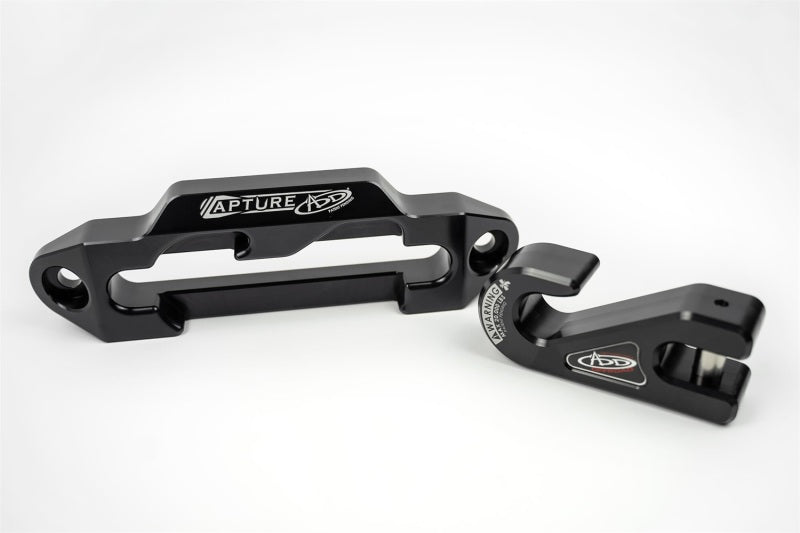 Addictive Desert Designs 1-5/16in Winch Fairlead Plate w/ Recessed Round End Hook - Black Addictive Desert Designs