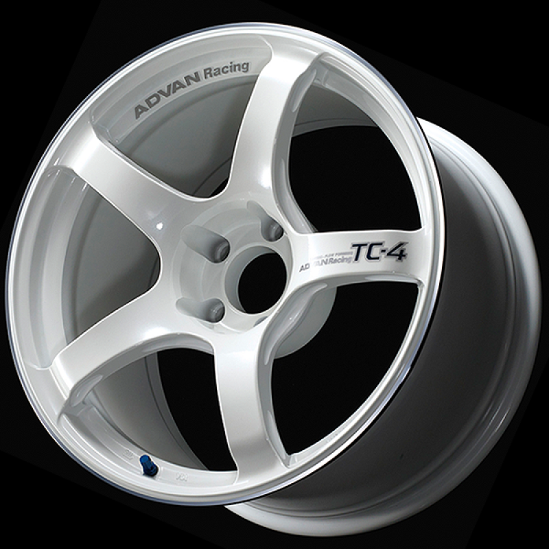 Advan TC4 18x9 +35 5-114.3 Racing White Metallic & Ring Wheel Advan Wheels - Cast  AXOPROS