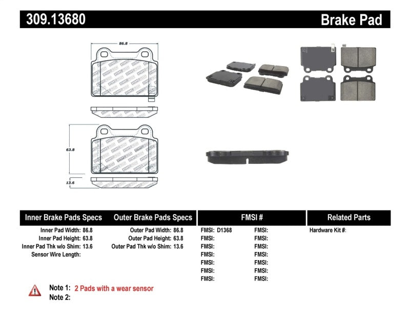 StopTech Performance 08+ Mitsubishi Evolution X Rear Brake Pads Stoptech Brake Pads - Performance  AXOPROS
