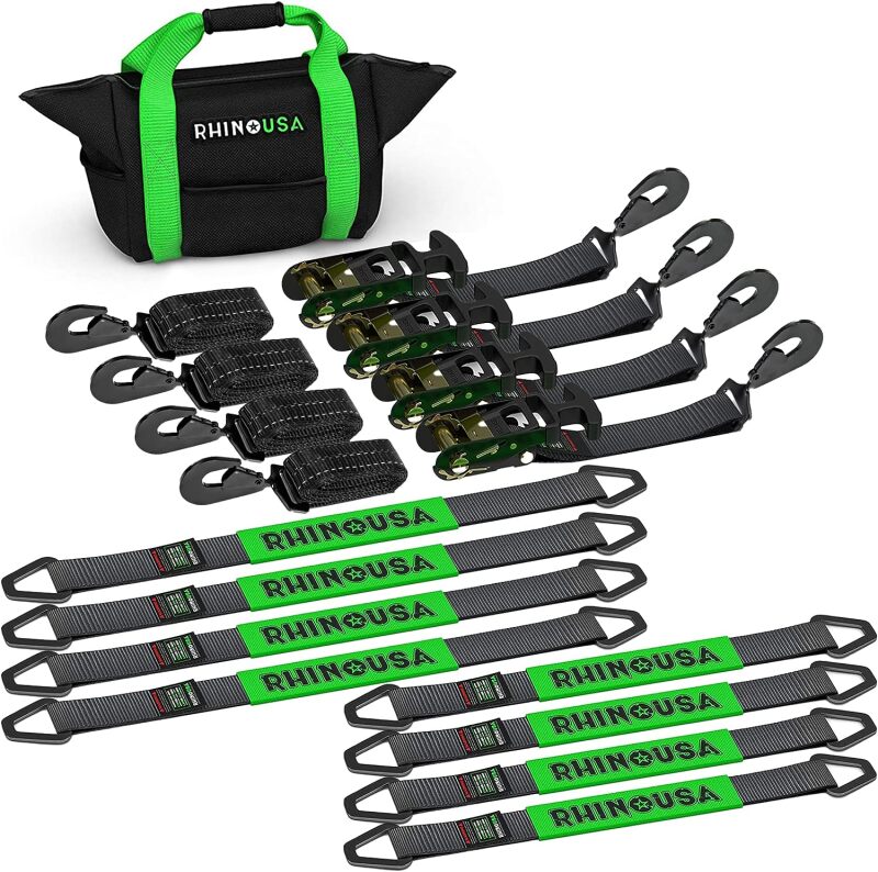 Rhino USA Heavy Duty Vehicle Tie Down Kit (Snap Hook) Rhino USA Cargo Tie-Downs  AXOPROS