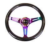NRG Classic Wood Grain Steering Wheel (350mm) Black Sparkle/Galaxy Color w/Neochrome 3-Spoke NRG Steering Wheels  AXOPROS