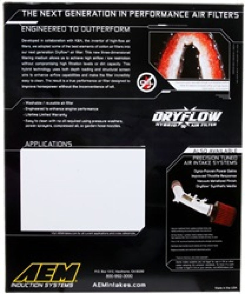 AEM 02-07 Dodge Ram 3.7L (V6)/4.7L-5.9L (V8) Dryflow Panel Air Filter AEM Induction Air Filters - Drop In  AXOPROS