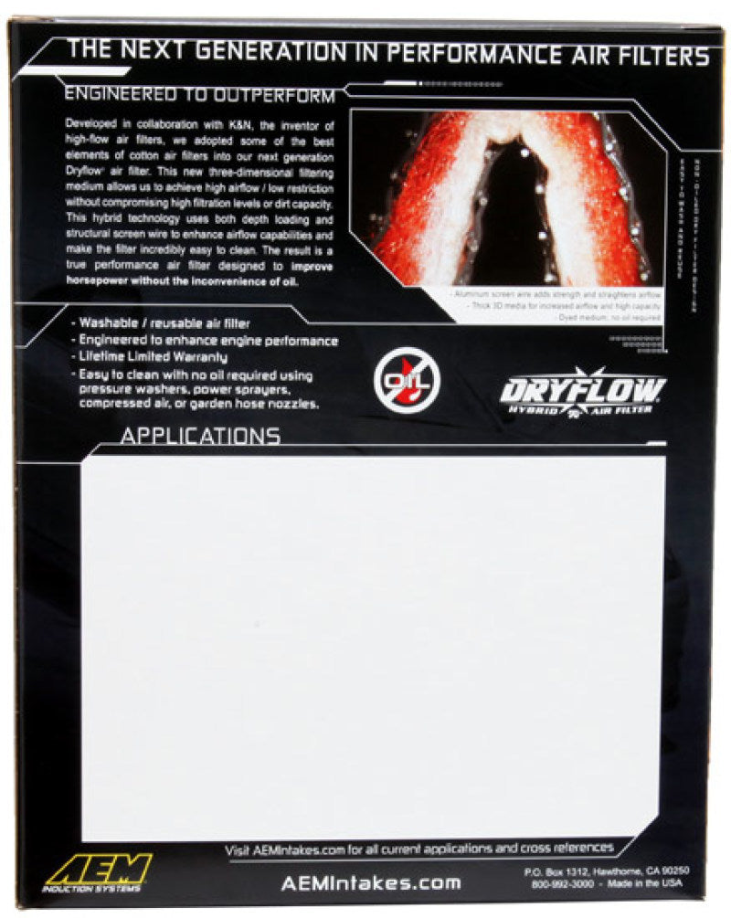 AEM 13-20 Nissan Sentra 1.8L DryFlow Air Filter AEM Induction Air Filters - Drop In  AXOPROS