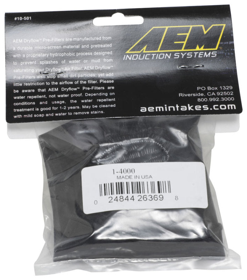 AEM Air Filter Wrap 6 in Base 5 1/4 in Top 5 in Tall AEM Induction Pre-Filters  AXOPROS