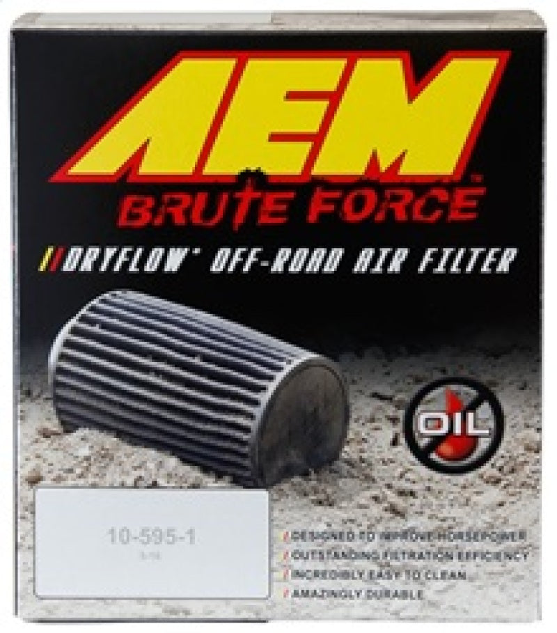 AEM Brute Force Dryflow Air Filter - Conical 6in Base OD / 5.125in Top OD / 5.25in Height AEM Induction Air Filters - Universal Fit  AXOPROS