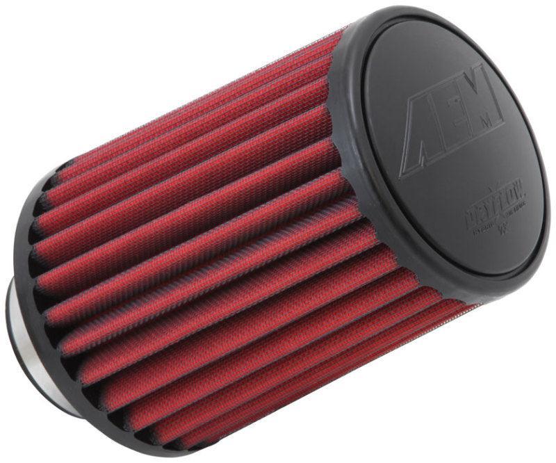 AEM Dryflow Air Filter - Round Tapered - 2.75in Flange ID x 5.5in Base OD x 4.75in Top OD x 7.5in H AEM Induction Air Filters - Universal Fit  AXOPROS