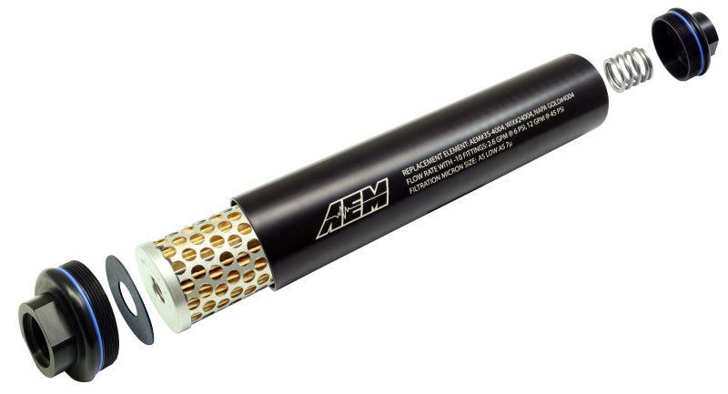 AEM Universal High Flow -10 AN Inline Black Fuel Filter AEM