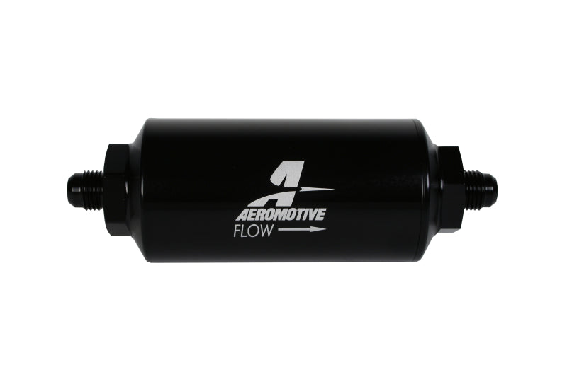 Aeromotive In-Line Filter - (AN-6 Male) 10 Micron Fabric Element Bright Dip Black Finish Aeromotive Fuel Filters  AXOPROS