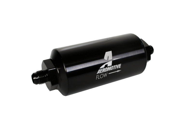 Aeromotive In-Line Filter - (AN-6 Male) 10 Micron Microglass Element Bright Dip Black Finish Aeromotive Fuel Filters  AXOPROS