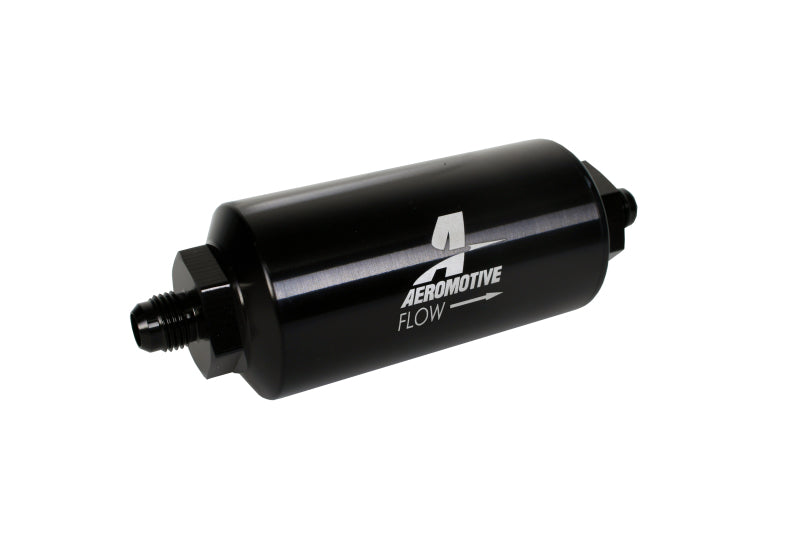 Aeromotive In-Line Filter - (AN-6 Male) 10 Micron Microglass Element Bright Dip Black Finish Aeromotive Fuel Filters  AXOPROS