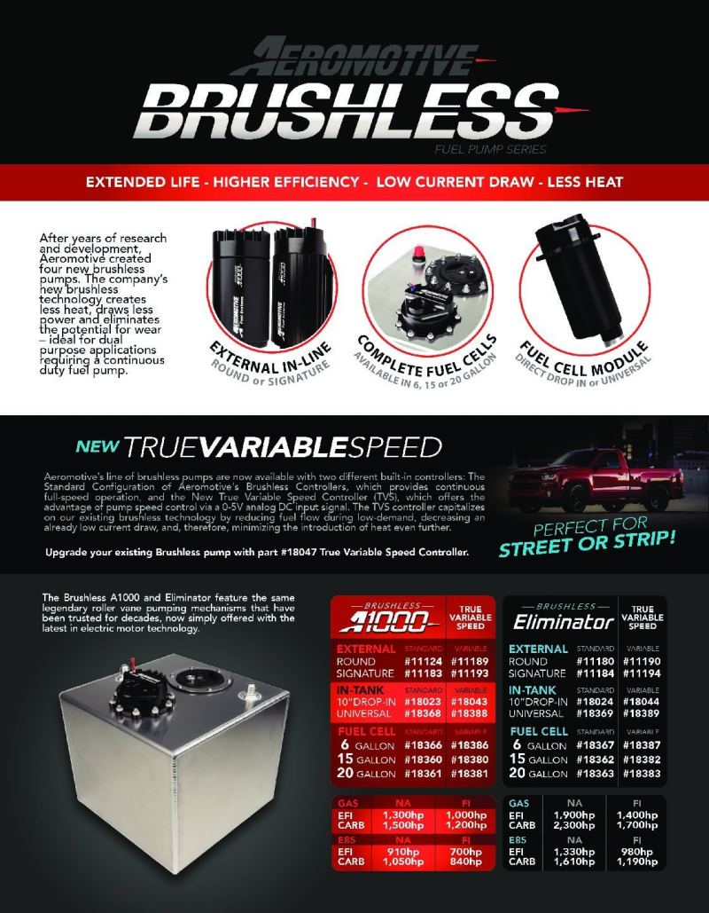 Aeromotive Variable Speed Controlled Fuel Pump - In-line - Signature Brushless A1000 Aeromotive Fuel Pumps  AXOPROS