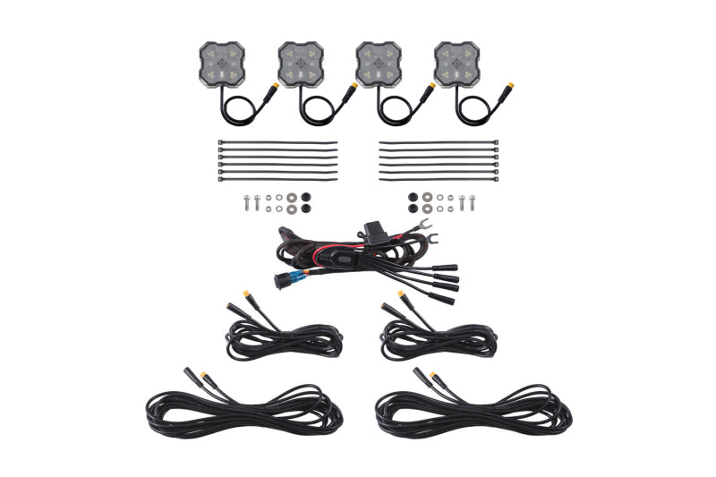 Diode Dynamics Diode Dyamics Rock Light - Red/White - M8 4-Pack Light Accessories and Wiring aftermarket performance part
