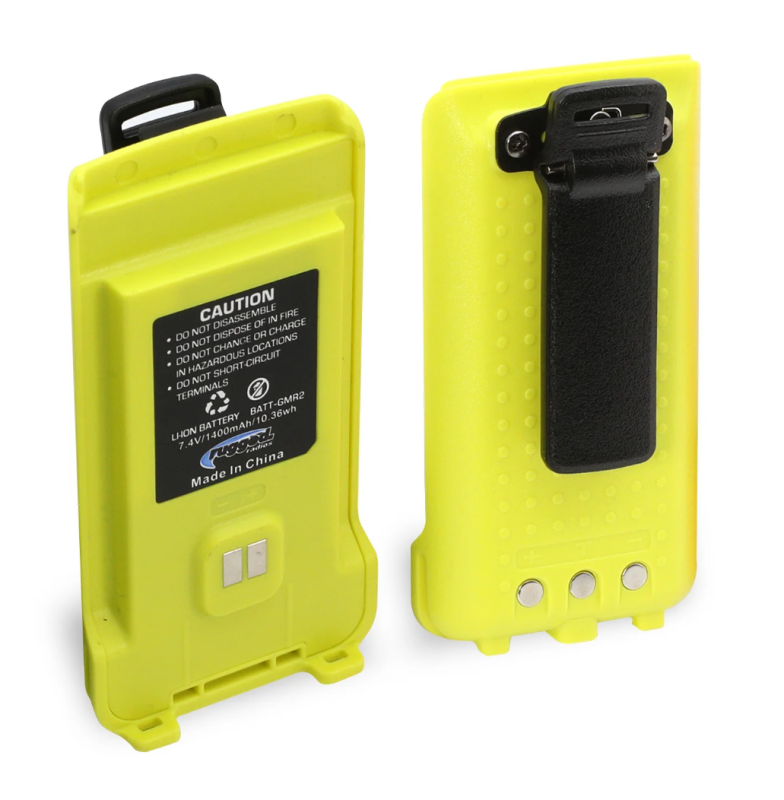 Rugged Radios GMR2 Replacement Battery with 12v Charge Port and Belt Clip Safety Yellow Rugged Radios Batteries  AXOPROS