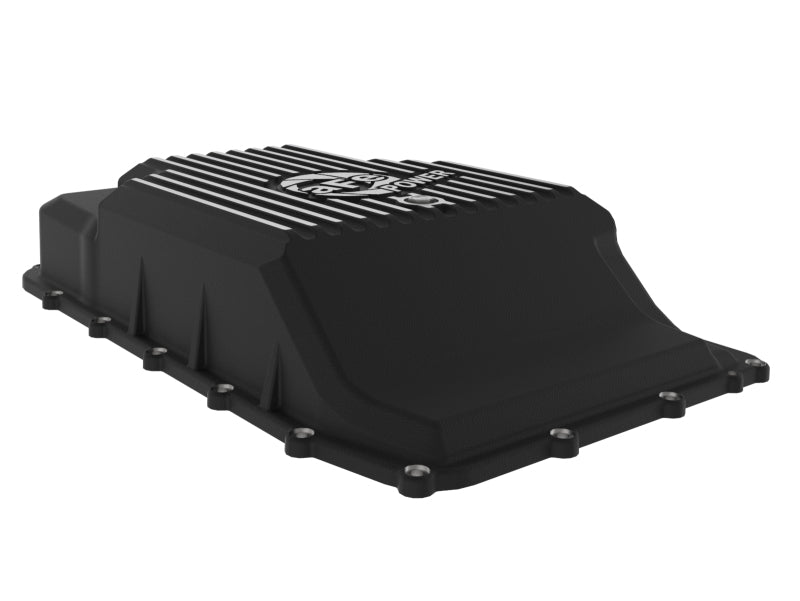 aFe 17-24 Ford F-150 10R60/10R80 Pro Series Rear Transmission Pan Black w/ Machined Fins aFe Diff Covers  AXOPROS