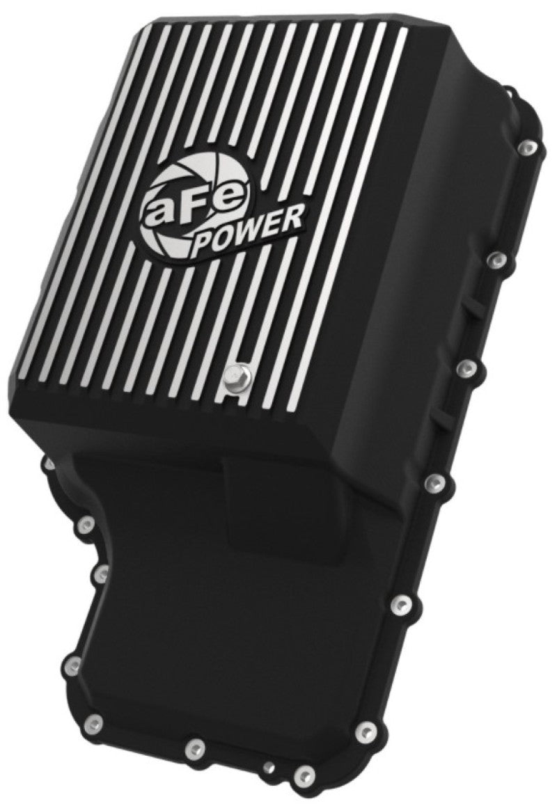 aFe 20-21 Ford Truck w/ 10R140 Transmission Pan Black POWER Street Series w/ Machined Fins aFe Diff Covers  AXOPROS