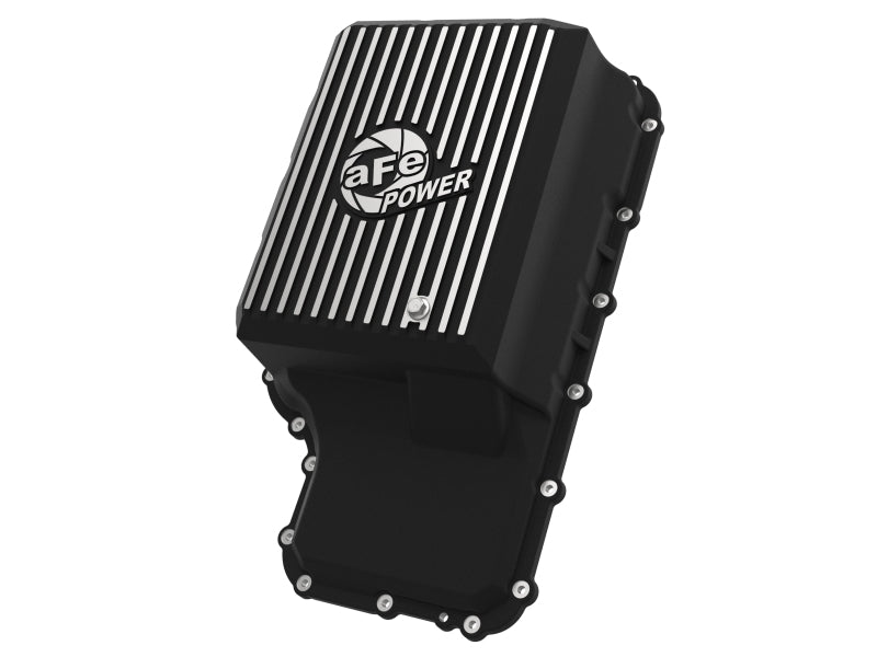 aFe 20-21 Ford Truck w/ 10R140 Transmission Pan Black POWER Street Series w/ Machined Fins aFe Diff Covers  AXOPROS