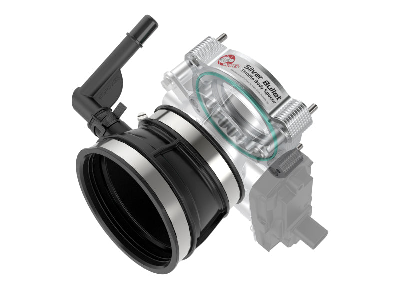 aFe 2020 Vette C8 Silver Bullet Aluminum Throttle Body Spacer Works w/ Factory Intake Only - Silver aFe Throttle Body Spacers  AXOPROS