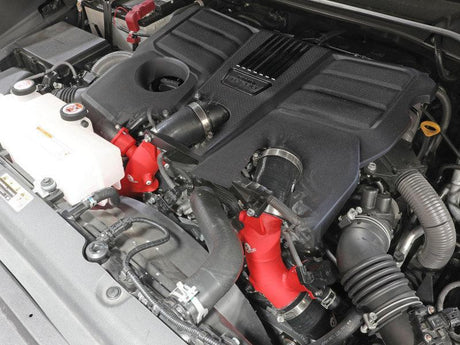 aFe 2022 Toyota Land Cruiser (J300) V6-3.5L (tt) BladeRunner 2.5in Aluminum Hot Charge Pipe - Red aFe Intercoolers  AXOPROS