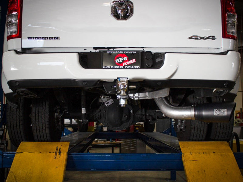 aFe ATLAS 5in DPF-Back Alum Steel Exhaust System w/Polished Tip 19-20 Ram Diesel Trucks L6-6.7L (td) aFe DPF Back  AXOPROS