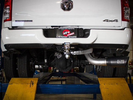 aFe ATLAS 5in DPF-Back Alum Steel Exhaust System w/Polished Tip 19-20 Ram Diesel Trucks L6-6.7L (td) aFe DPF Back  AXOPROS
