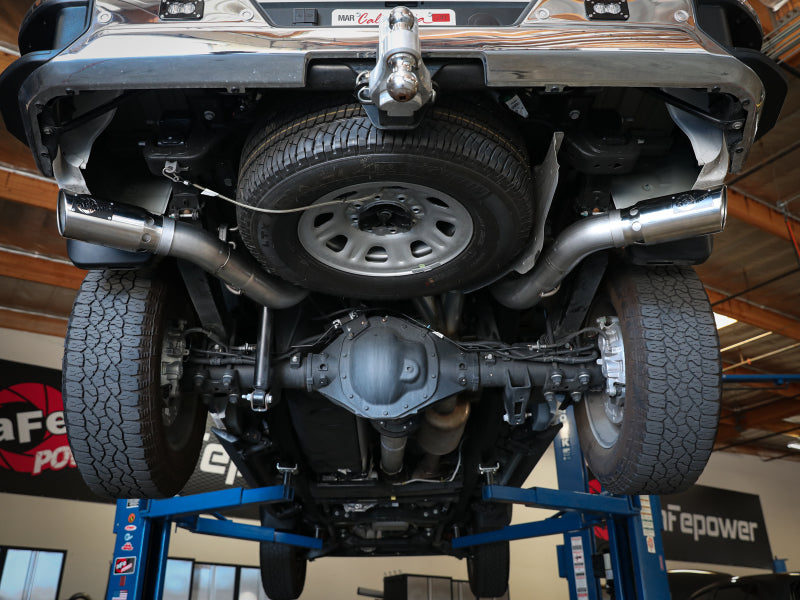 aFe Large Bore-HD 4in 409SS DPF-Back Exhaust System w/Polished Tips 20 GM Diesel Trucks V8-6.6L aFe DPF Back  AXOPROS