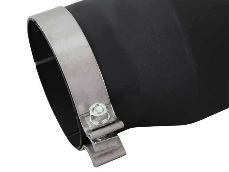 aFe MACHForce XP 5in 304 Stainless Steel Exhaust Tip 5 In x 7 Out x 12L in Bolt On Right - Black aFe Catback  AXOPROS