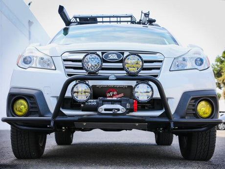aFe POWER 20-23 Subaru Outback H4 2.4L (t) / H4 2.5L Terra Guard Front Bumper w/ Winch Mount - Black aFe Bull Bars  AXOPROS
