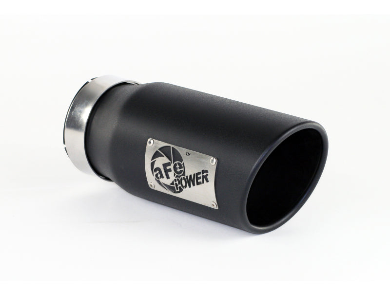 aFe Power Diesel Exhaust Tip Black- 4 in In x 5 out X 12 in Long Bolt On (Right) aFe Catback  AXOPROS