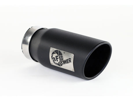aFe Power Diesel Exhaust Tip Black- 4 in In x 5 out X 12 in Long Bolt On (Right) aFe Catback  AXOPROS