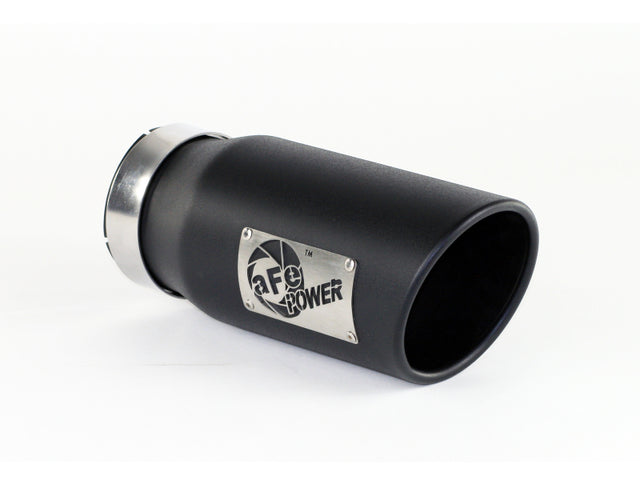aFe Power Diesel Exhaust Tip Black- 4 in In x 5 out X 12 in Long Bolt On (Right) aFe Catback  AXOPROS